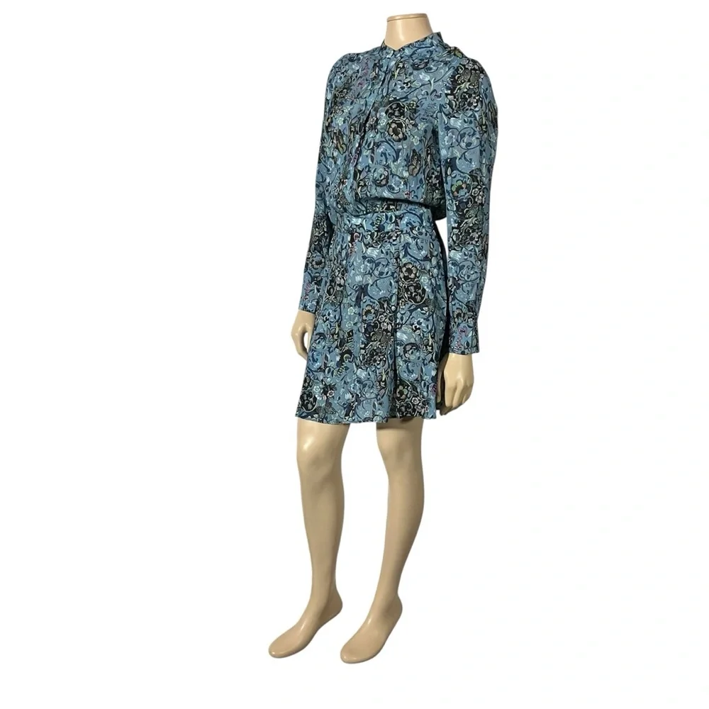 NWT Zadig & Voltaire Refla bohemian Patch Oxford blue printed Dress - Picture 6 of 15